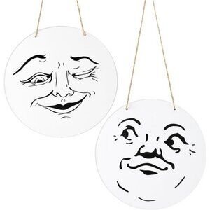 Halloween Spooky Door Signs - 2Pcs Vintage Moon Face Decor, Indoor